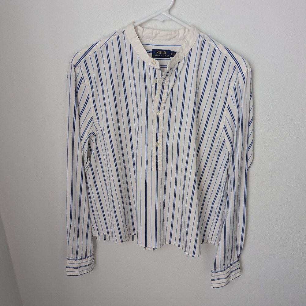 NWT Polo Ralph Lauren Women's Striped Half Button Down Shirt, 12 - Picture 1 of 4